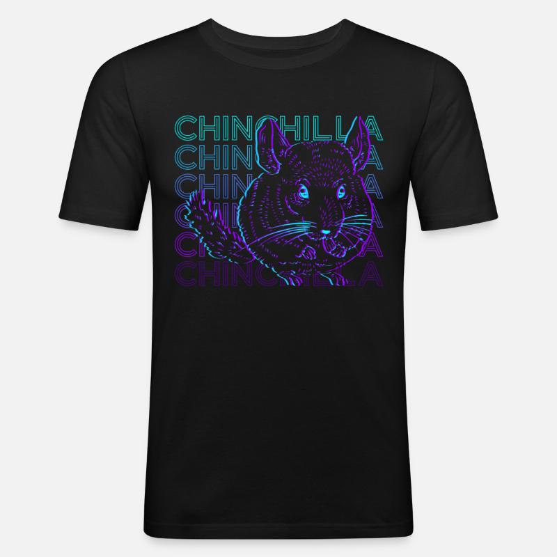 Chinchilla Retro Geschenk - Männer Slim Fit T-Shirt - Schwarz
