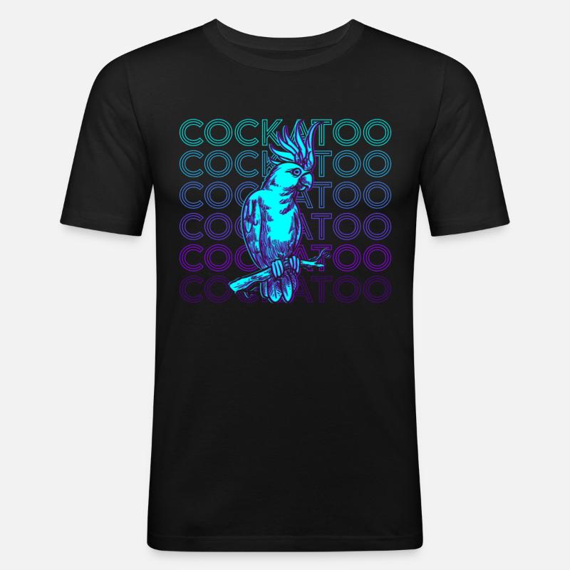 Kakadu Retro Geschenk - Männer Slim Fit T-Shirt - Schwarz