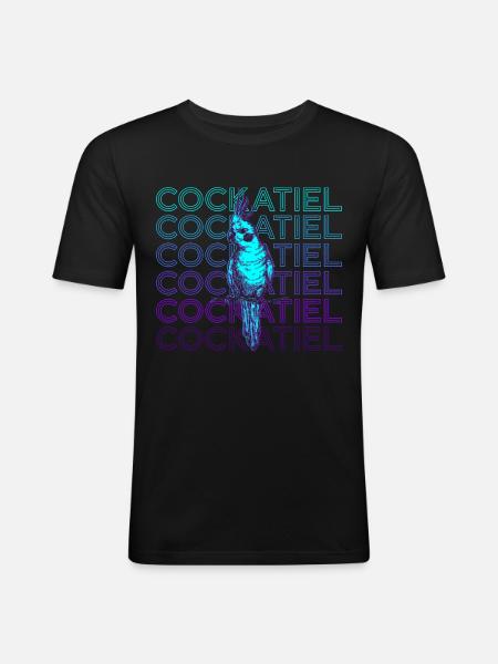 Cockatiel Retro Gift - Men's Slim Fit T-Shirt - black