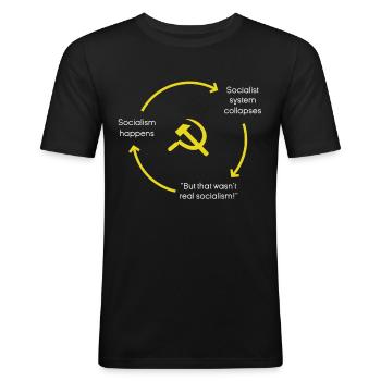 Anti-Socialism Anti-Communism Pro-Capitalism - Men's Slim Fit T-Shirt - black - Front - Nik (191cm)
