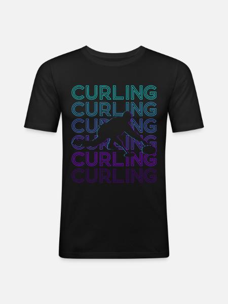 Curling Retro Gift - Men's Slim Fit T-Shirt - black
