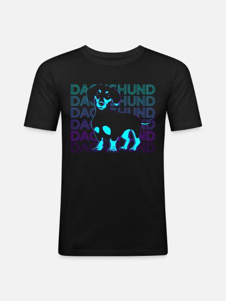Dachshund Retro Gift - Men's Slim Fit T-Shirt - black