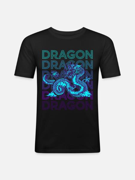 Dragon Retro Gift - Men's Slim Fit T-Shirt - black