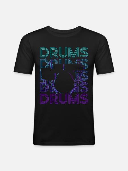 Drums Retro Gift - Men's Slim Fit T-Shirt - black