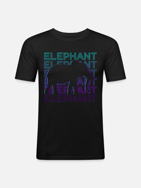 Elephant Retro Gift - Men's Slim Fit T-Shirt - black
