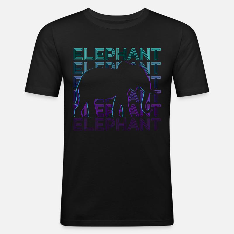 Elefant Retro Geschenk - Männer Slim Fit T-Shirt - Schwarz