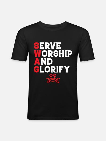 Flying Spaghetti Monster FSM - Men's Slim Fit T-Shirt - black