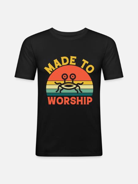 Flying Spaghetti Monster Pastafarianism FSM - Men's Slim Fit T-Shirt - black