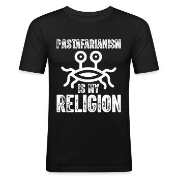 Fliegendes Spaghettimonster FSM - Männer Slim Fit T-Shirt - Schwarz - Vorne - Nik (191cm)