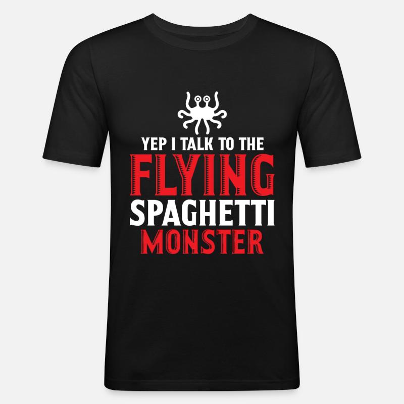 Fliegendes Spaghettimonster FSM - Männer Slim Fit T-Shirt - Schwarz