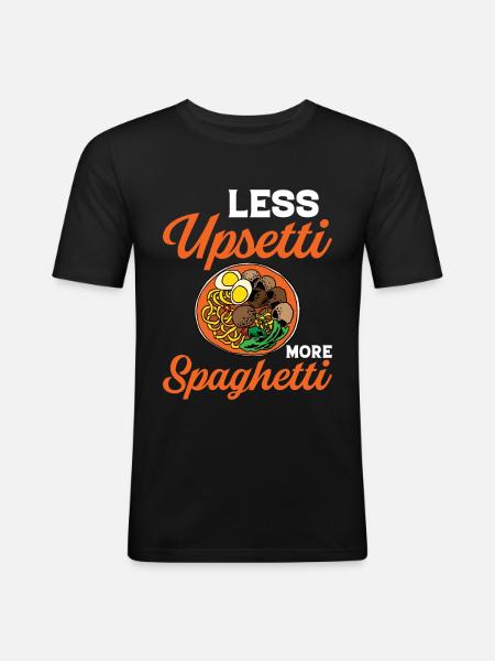 Funny spaghetti bowl meatballs - Men's Slim Fit T-Shirt - black