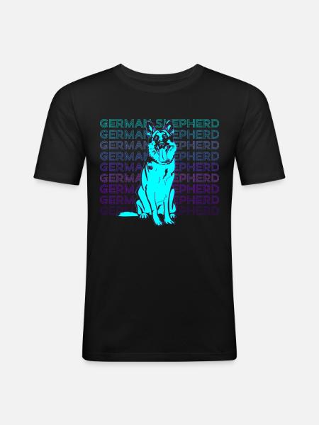 German Shepherd Retro - Men's Slim Fit T-Shirt - black