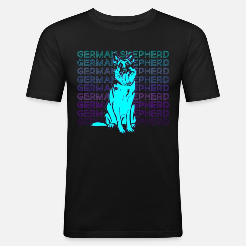 Deutscher Schäferhund Retro - Männer Slim Fit T-Shirt - Schwarz