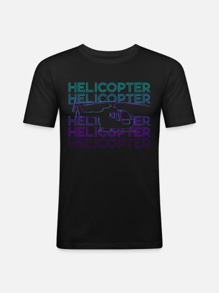 Helicopter Pilot Chopper Copter Retro - Men's Slim Fit T-Shirt - black
