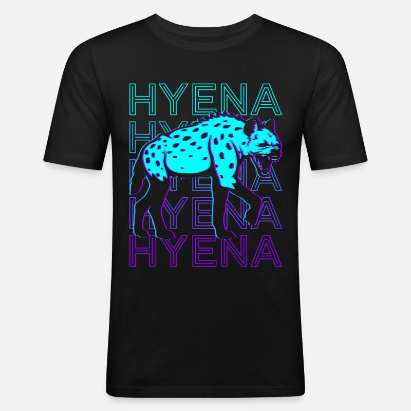 Hyäne Retro - Männer Slim Fit T-Shirt - Schwarz