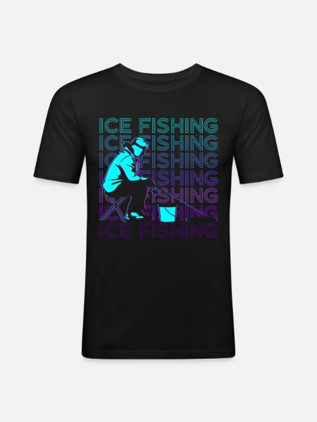 Ice Fishing Fisherman Retro - Men's Slim Fit T-Shirt - black