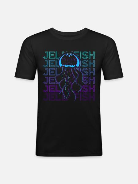 Jellyfish Retro - Men's Slim Fit T-Shirt - black