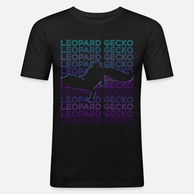 Leopard Gecko Retro - Men's Slim Fit T-Shirt - black