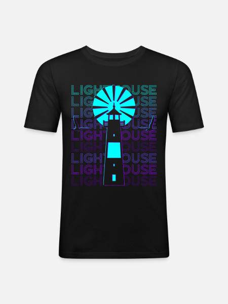 Phare Rétro - T-shirt près du corps Homme - noir