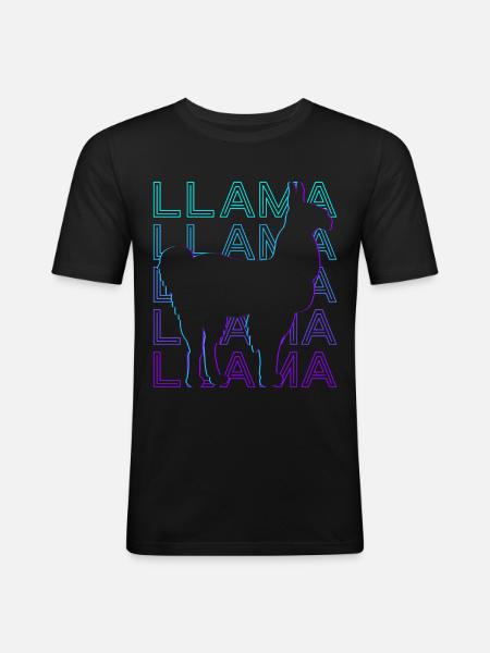 Lama Alpaca Retro - Men's Slim Fit T-Shirt - black