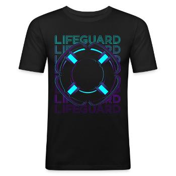 Rettungsschwimmer Retro - Männer Slim Fit T-Shirt - Schwarz - Vorne - Nik (191cm)
