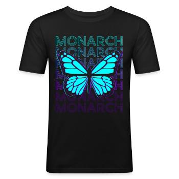 Monarque Papillon Rétro - T-shirt près du corps Homme - noir - Devant - Nik (191cm)
