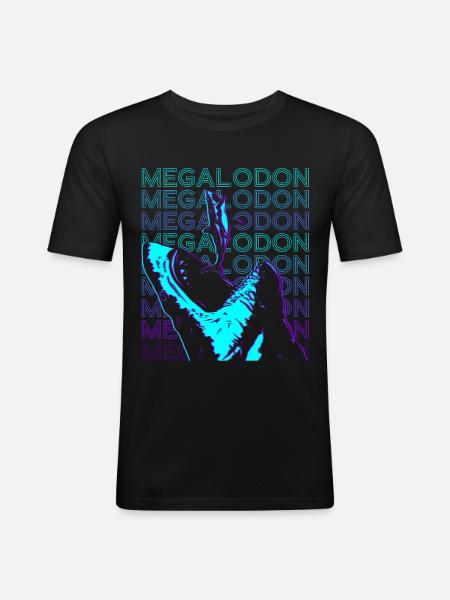 Megalodon Requin Rétro - T-shirt près du corps Homme - noir