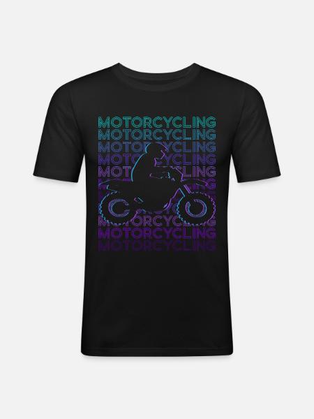 Motorcykel Motorcykel Biker Retro - Slim Fit T-shirt herr - svart