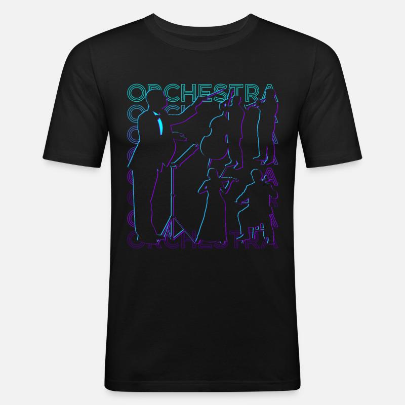 Orchestermusik Dirigent Retro - Männer Slim Fit T-Shirt - Schwarz