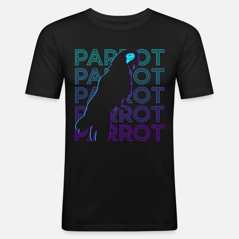 Papagei Retro - Männer Slim Fit T-Shirt - Schwarz