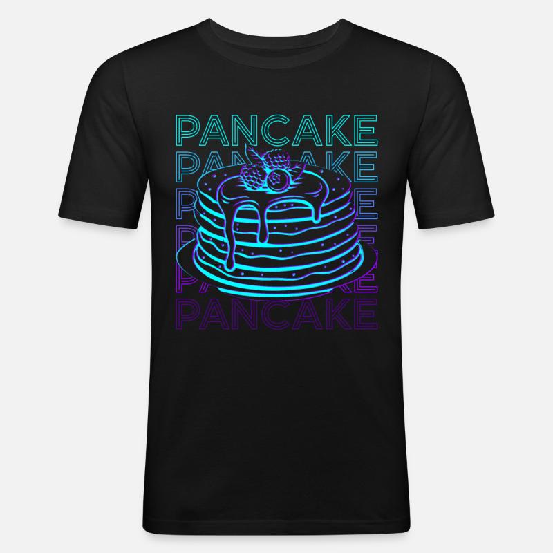 Pfannkuchen Retro - Männer Slim Fit T-Shirt - Schwarz