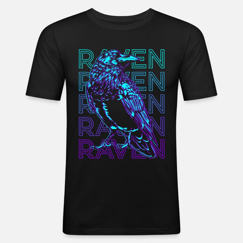 Rabenkrähe Retro - Männer Slim Fit T-Shirt - Schwarz