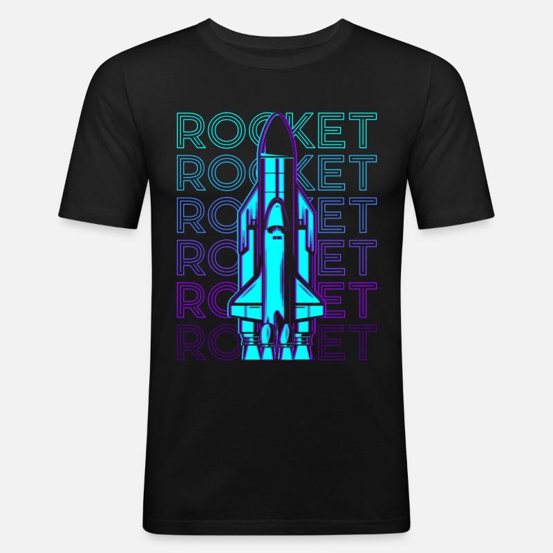 Rocket Spaceship Space Shuttle Retro - Men's Slim Fit T-Shirt - black