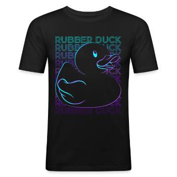 Gummi-Ente Retro - Männer Slim Fit T-Shirt - Schwarz - Vorne - Nik (191cm)