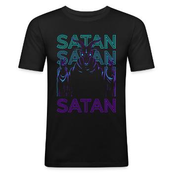 Satan Satanist Baphomet Okkultismus Kult Heidnisch - Männer Slim Fit T-Shirt - Schwarz - Vorne - Nik (191cm)