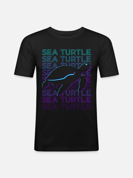 Turtle Retro - Men's Slim Fit T-Shirt - black