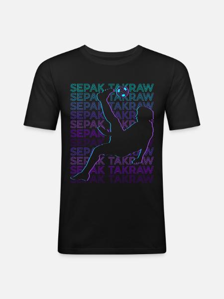 Sepak Takraw Player Retro - Men's Slim Fit T-Shirt - black