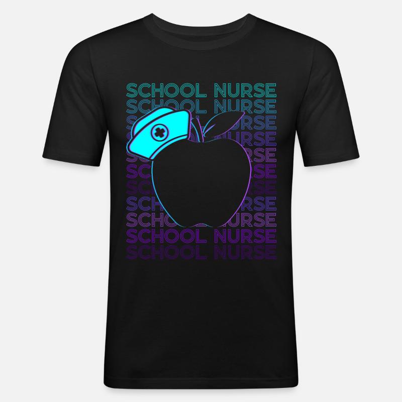 Schulkrankenschwester Retro - Männer Slim Fit T-Shirt - Schwarz