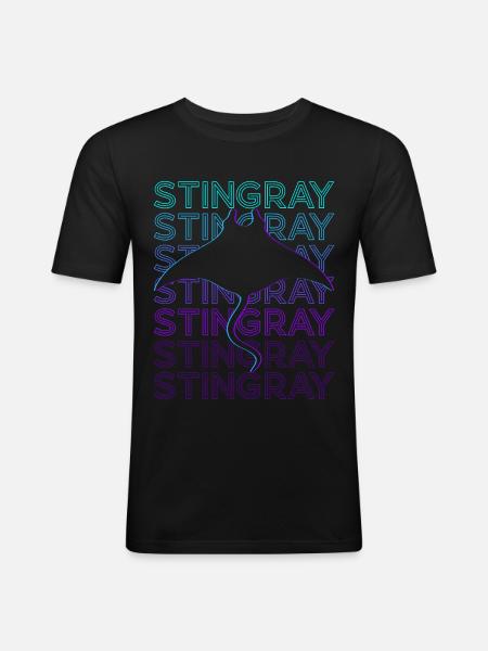 Stingray Manta Rays Retro - Men's Slim Fit T-Shirt - black