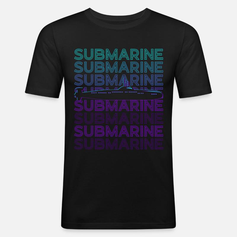U-Boot Retro - Männer Slim Fit T-Shirt - Schwarz