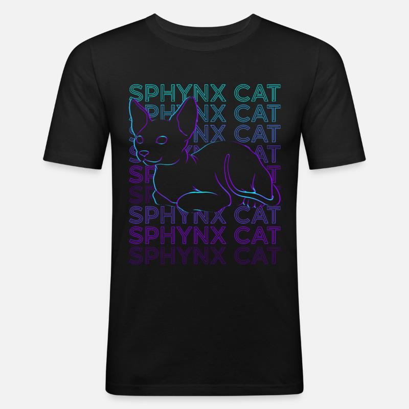 Sphynx Katze Retro - Männer Slim Fit T-Shirt - Schwarz
