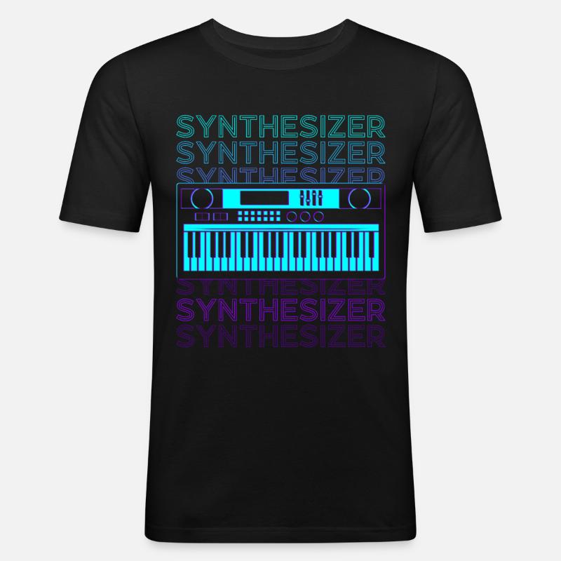 Synthesizer Retro - Männer Slim Fit T-Shirt - Schwarz