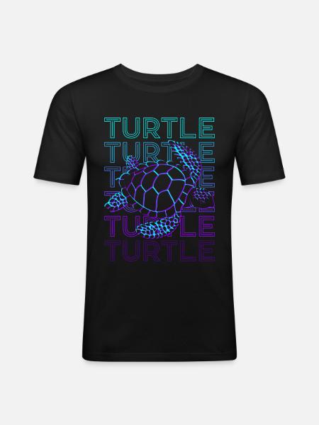 Turtle Retro - Men's Slim Fit T-Shirt - black