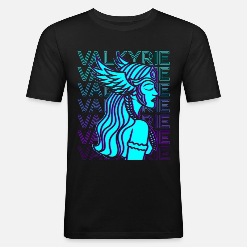 Valkyrie Wikinger Retro - Männer Slim Fit T-Shirt - Schwarz