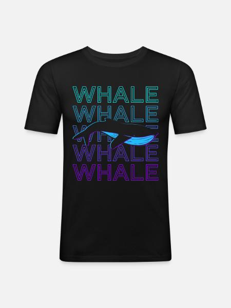 Retro-Wal - Männer Slim Fit T-Shirt - Schwarz