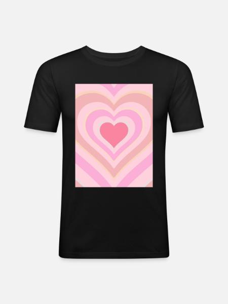 Danish Pastel Aesthetic Heart - Men's Slim Fit T-Shirt - black
