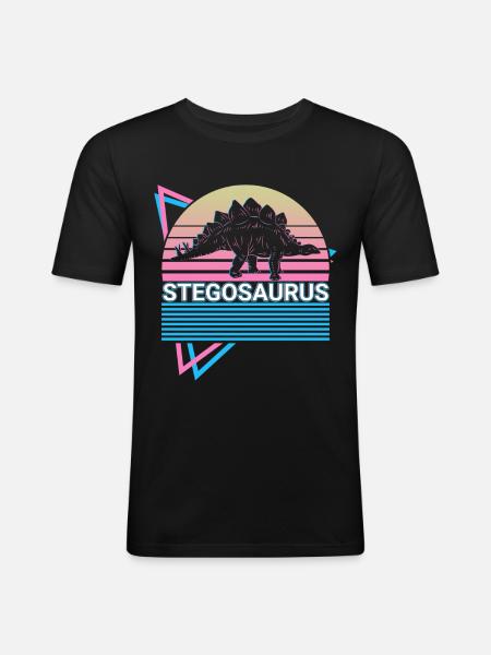 Stegosaurus Dinosaur Retro - Men's Slim Fit T-Shirt - black