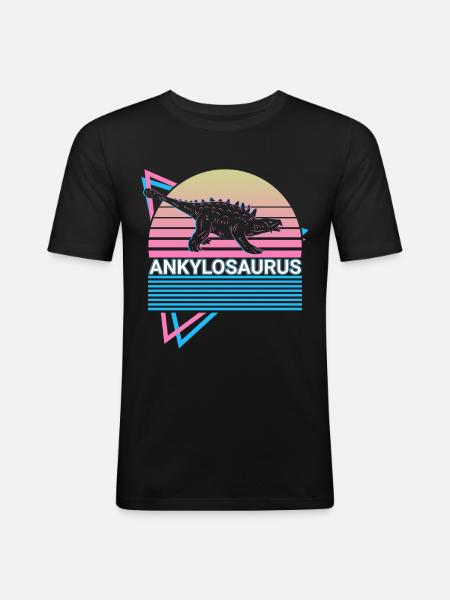 Ankylosaurus Dinosaur Retro - Men's Slim Fit T-Shirt - black