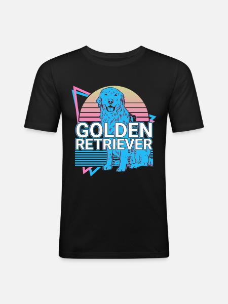 Golden Retriever Retro - Men's Slim Fit T-Shirt - black