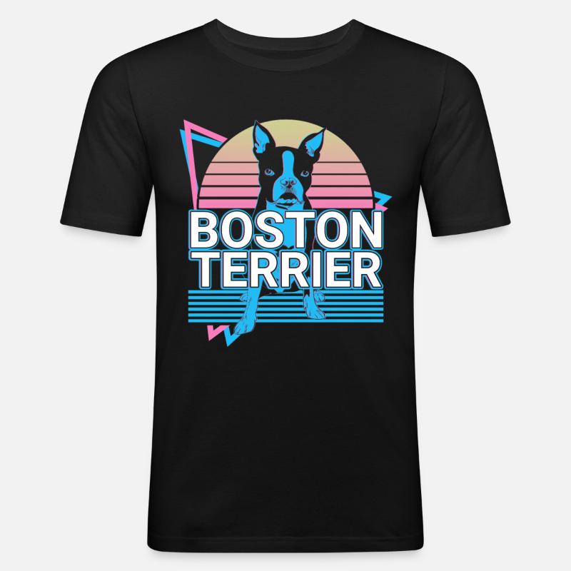 Boston Terrier Retro - Men's Slim Fit T-Shirt - black